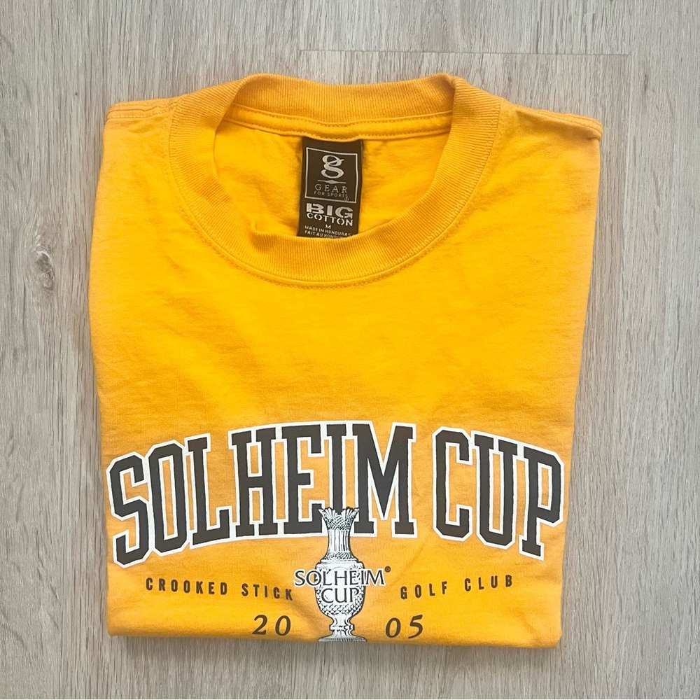 Vintage 2005 Solheim Cup Golf Tee Size Medium Sportswear Yellow Graphic Shirt